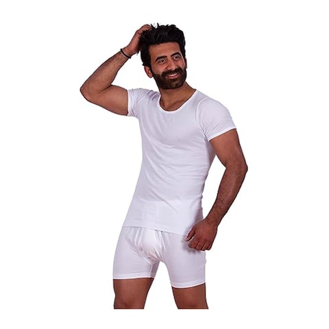 Jill M1599 Short Sleeves Undershirt for Men - Size 7 - White