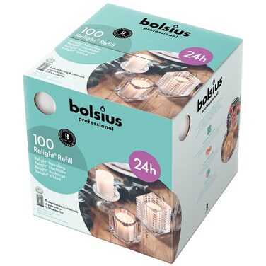 Bolsius ReLight Refills Candle Box - 100 pieces, White