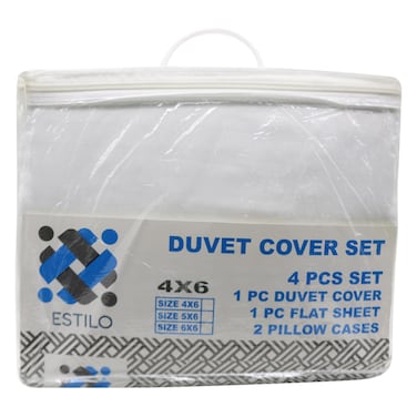 Estilo Duvet Cover Plain White 4X6 Double