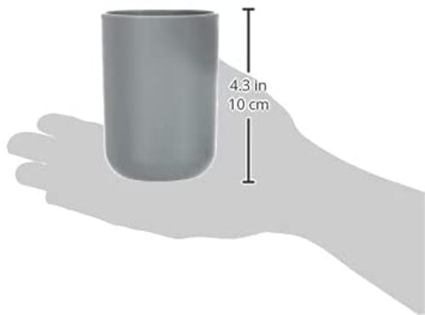 Plastic Tumbler for Bathroom, Grey, 7.3 x 7.3 x 10.3 centimeters