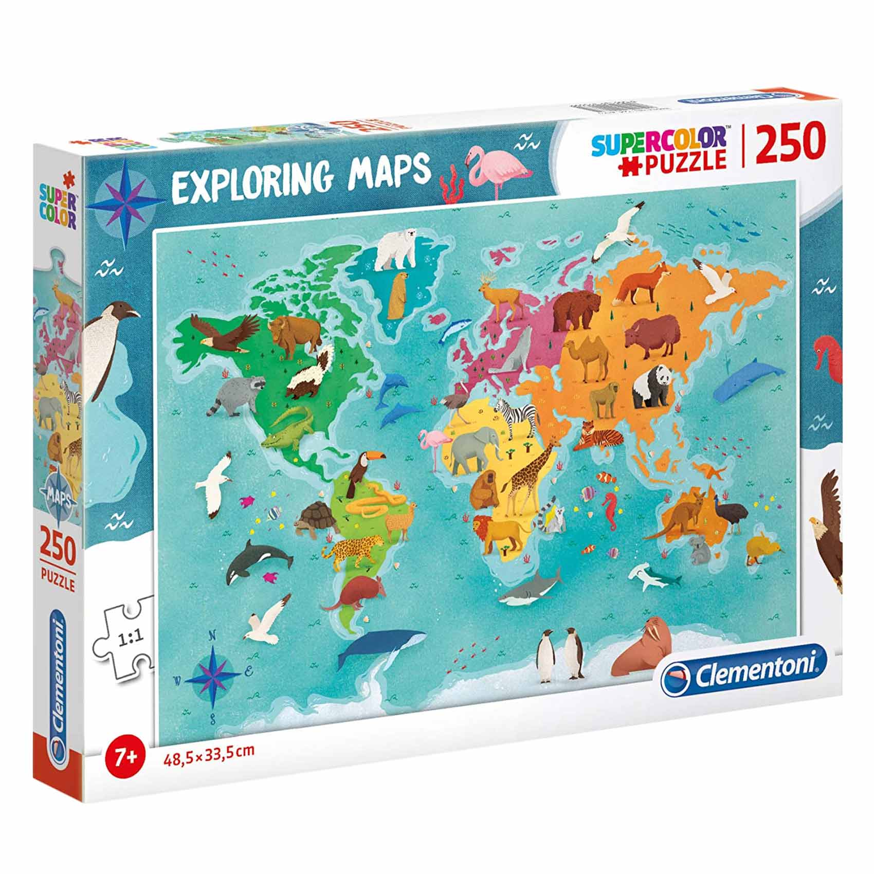 Clementoni Puzzle 250 Pezzi Supercolor - Exploring Maps: Great People In Europe, Per Bambini 7 Anni, Made In Italy, Dimensioni 48,5x33,5 Cm - 6