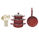 In House 13 Pieces Turkish Granite Cookware Set With Pyrex Lid - Red