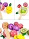 Basmah Wooden Colourful Durable Non-Toxic Fruits And Basket Kitchen Play Set For Kids 20X10X19Cm
