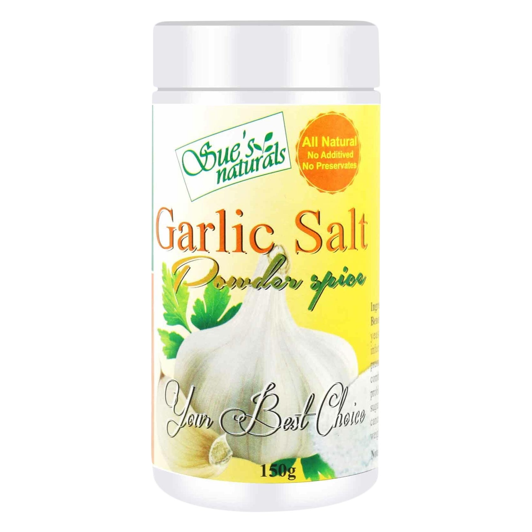 Sue&#39;s Naturals Garlic Salt 150g
