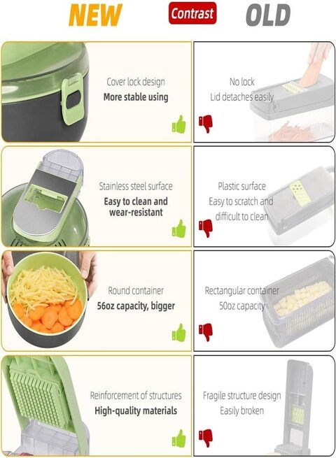 Vegetable Cutter Salad Chopper Adjustable Multifunctional Food Chopper with Container