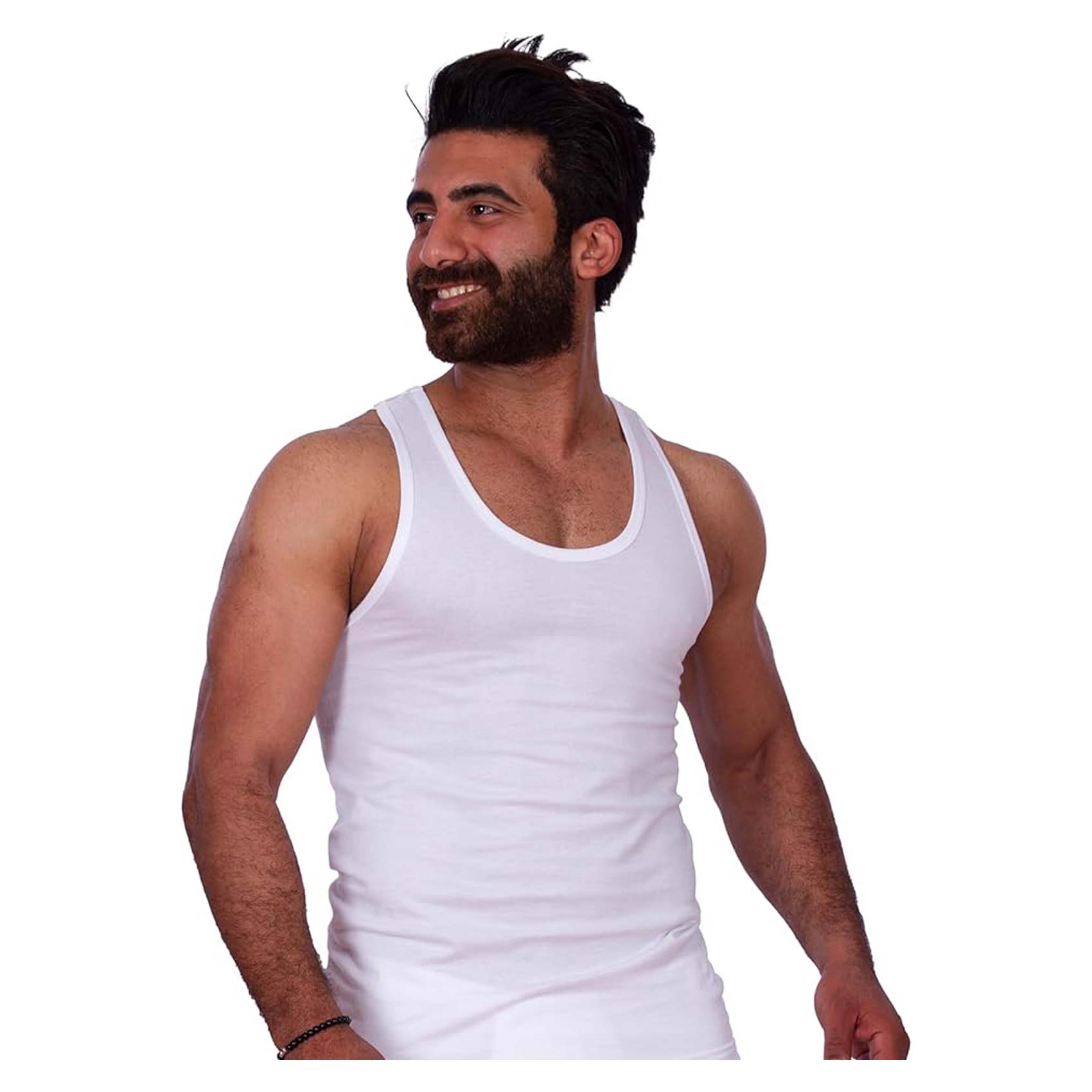 Jill M1109 Sleeveless Undershirt for Men - Size 6 - White