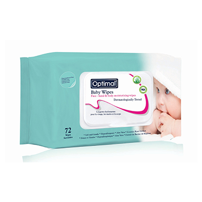 Optimal Organic Sensitive Baby Wipes And Lid 72 Pieces