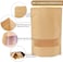 Food Pouches 12pcs Size 20x14x4cm, Kraft Stand Up Food Bags, Zip Lock Reusable Packing Pouches with Transparent Window and Tear Notch Thicken Heat Sealable, or Storing, Cookie and Snack, Paper pouch