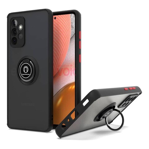Protective Matte Ring Case Cover For Samsung A72 4G Black