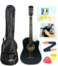 Mike Music Acoustic Guitar With Bag And Strap And Extra String And Capo Right Hand (38 Inch Matte, Black)