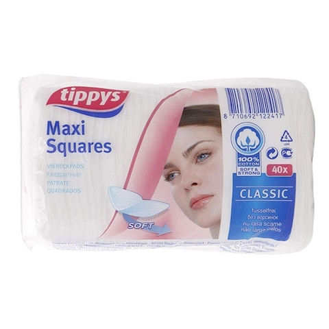 Buy Tippys Classic Maxi Square Soft Makeup Removal Pads 40 Count in Kuwait