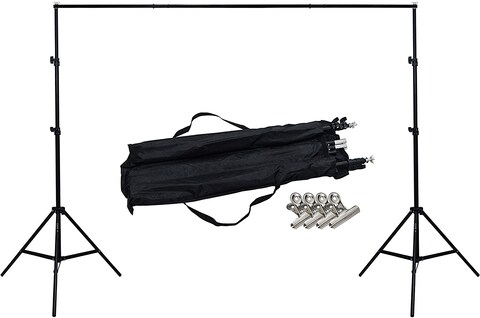 Coopic S02 200cm*210cm/2mx2m Aluminium Alloy Photo Video Studio Background Stand With 4Pcs Steel Clamp Clips And Carrying Bag For Adjustable Photography Video Muslin Backdrop Support