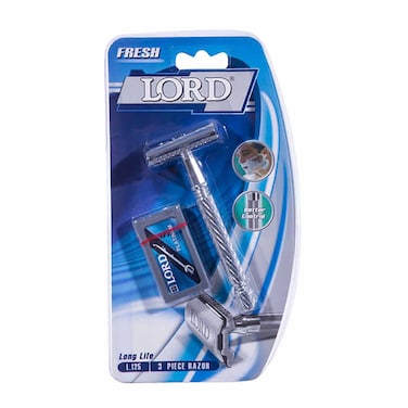 Lord Fresh Premium Safety Razor with 5 Platinum Blades - 3 Razors