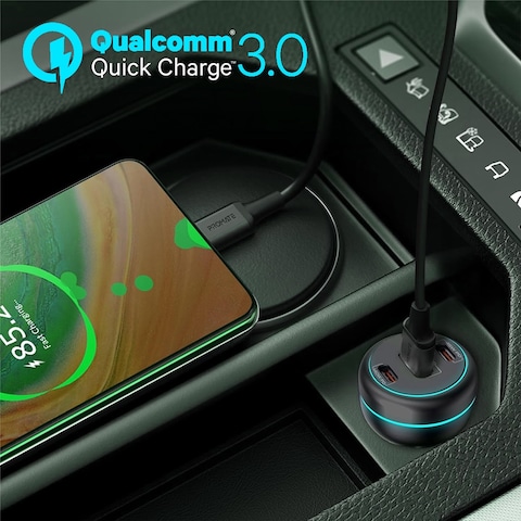 Promate PowerDrive-230 230W RapidCharge Car Charger with Dual Power Delivery and Quick Charge Ports