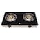 AFRA Two Burner Gas Stove, Compact Design, Ceramic Ignition, Tempered Glass Top, Easy-To-Clean, Stainless Steel Housing, G-MARK, ESMA, ROHS, And CB Certified, AF-0002GSBK 2 Years Warranty