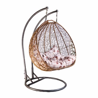 كرسي متأرجح راتان من عالمية - 2 دعامة - بيج