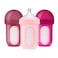 Boon Nursh Reusable Silicone Pouch Bottle, Air-Free Feeding, 8 Ounce With Stage 2 Medium Flow Nipple (Pack Of 3)