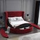 In House Lotus Velvet Bed Frame - King - 200x200 cm - Burgundy
