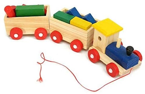 JMD Kids Baby Wooden Railway Train Stacking Sorting Educational Developmental Building Blocks Toys