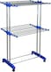 Besto Double Layer Cloth Drying Stand Rust-Free Stainless Steel Layer Foldable Clothes Dryer Rack/Folding Laundry Dry Stands with Wheels for Home/Indoor/Outdoor/Balcony