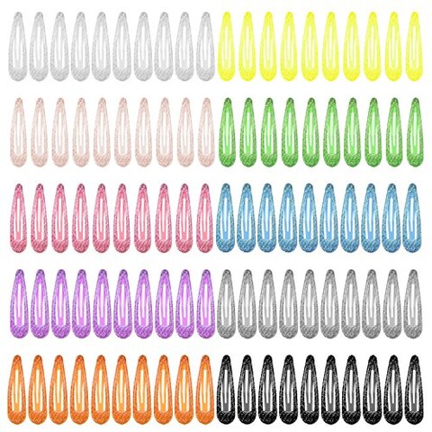 Habibee Pack of 100 Snap Hair Clips Girls Glitter Non Slip Metal Hair Barrettes for Kids Toddlers Perfect for Fine Hair Thick Hair