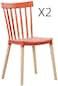 LANNY Set of 2 plastic windsor chair 53# modern desgin with solid wood legs leisure dining chair for indoor/inside living room office restaurant and events-RED