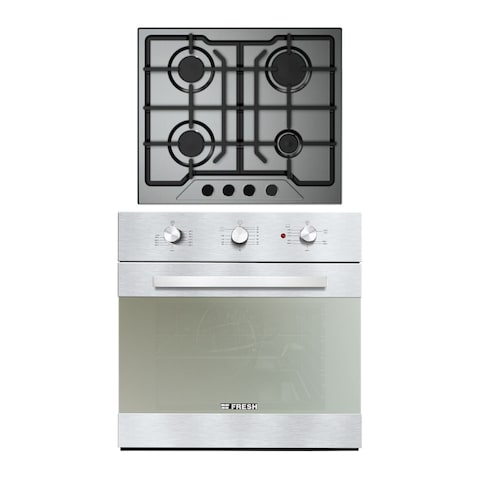 Fresh Built In Oven - 60 cm - Stainless + HAFR60CMSC1 Built in Cooker - 4 Burners - Stainless - GEOFR60CMS