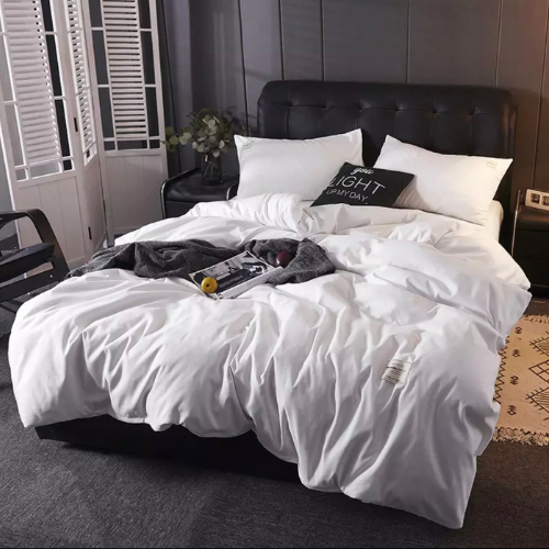 Deals For Less luna Home Single Size 4 pcs ( Duvet Cover 160x210 cm, Bedsheet 100x200+30 cm, 2 Pillow Covers 50x75 cm) Bedding Set, Plain pearl white color, Bedding set