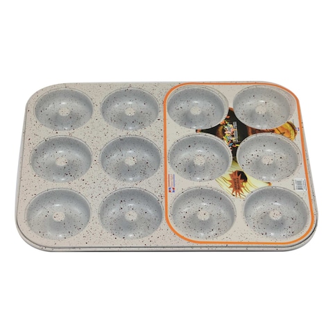 Home Maker Granite Non-Stick 12 Cup Donut Pan Beige