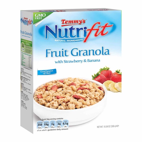 Temmy&#39;s NutriFit Fruit Granola With Strawberry &amp; Banana - 250gm