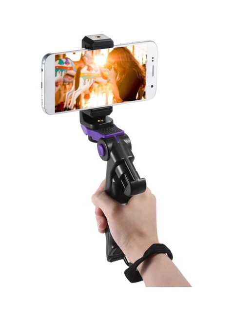 Generic - Universal Phone Tripod Stand With Adjustable Smartphone Clip Holder Bracket Black/Purple