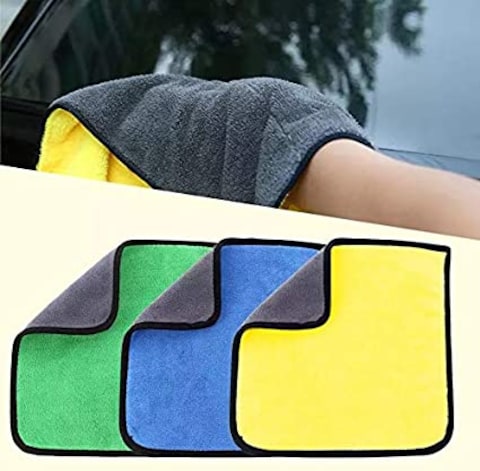Car Microfiber Cleaning Cloths, Lint-Free Dual Layer or Polishing Washing - 30 x 30cm - Pack of 3
