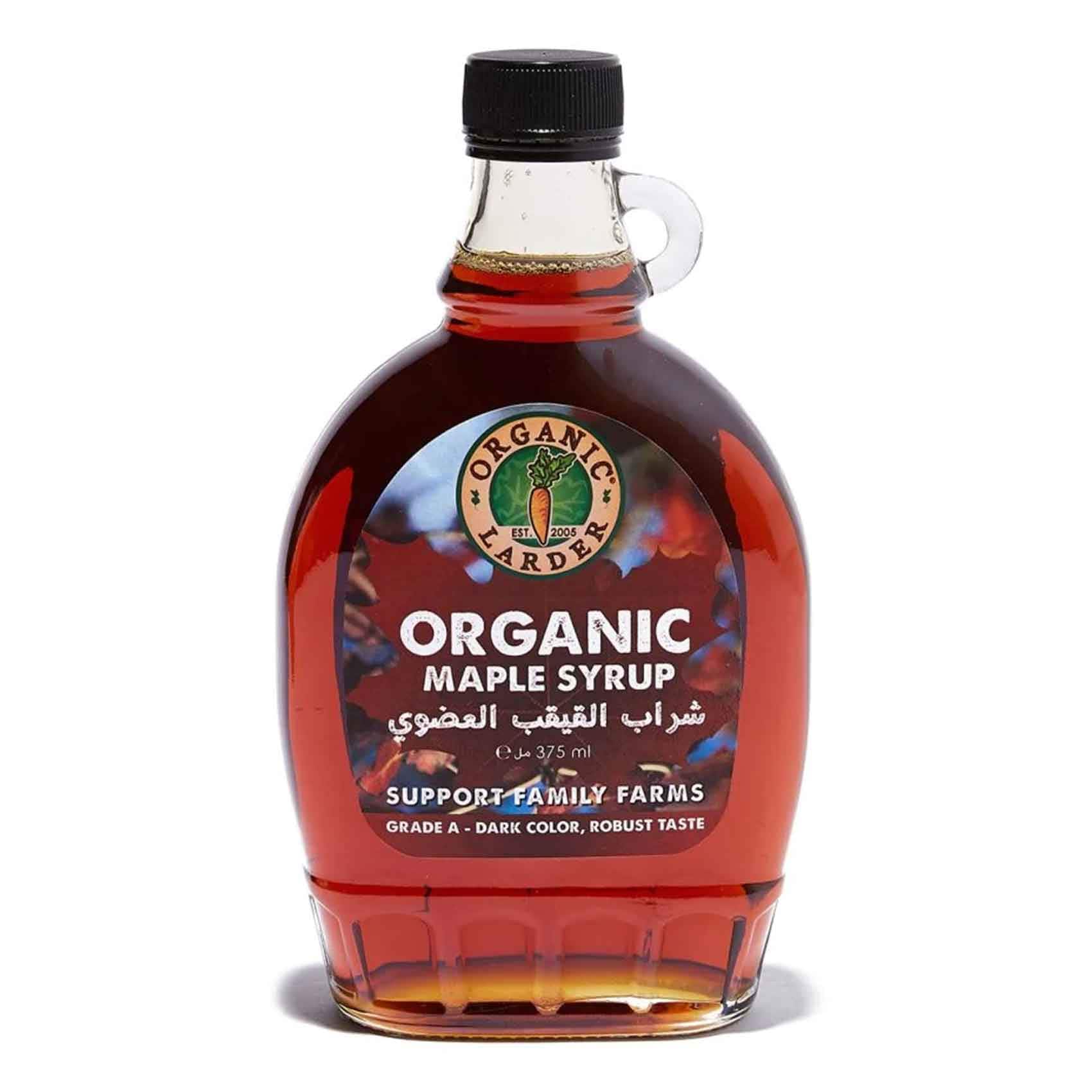 Organic Larder - Organic Maple Syrup, Grade A Dark, Robust Taste 375ml