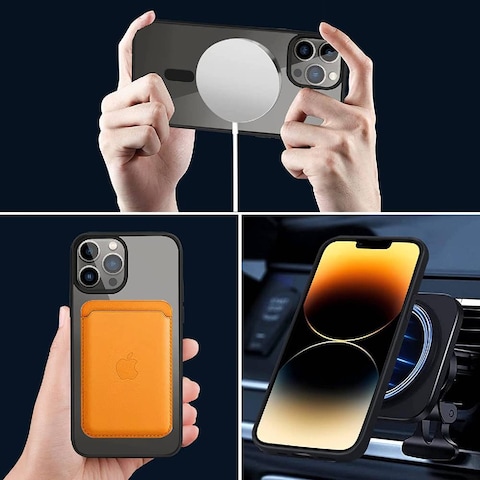 Protective Shockproof Anti-Yellow, Scratch-Resistant MagSafe Case Cover For iPhone 14 Pro Max Black