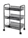 Almufarrej 3-Tier Mesh Wire Rolling Cart Black