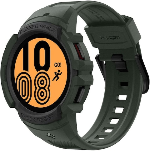 Spigen Rugged Armor PRO designed for Samsung Galaxy Watch 4 Case with Band 44mm (2021) - Military Green