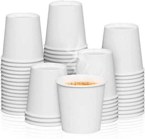 Markq [100 Cups] 4 oz. White Paper Cups- Available in 7oz, 8oz, 12oz, 16oz- Small Disposable Espresso, Qahwa, Bathroom, Mouthwash Cups