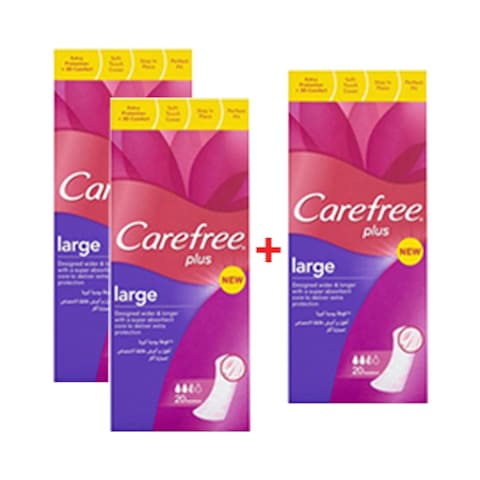 Carefree Ladies Larger Fresh Pads 20 Count Pack Of 2+1 Free