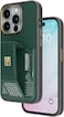 Levelo Morphix Gripstand Case For iPhone 15 Pro: Multi-Positioning, Cardholder, Shock-Proof Edges, PU Finish, Built-in Grip (Green)