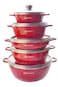 Dessini 10-Piece Granite Cookware Set Red/Clear/Silver