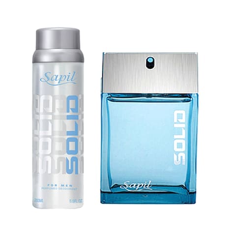 Buy Sapil Solid Eau De Toilette 100ml With Solid Deodorant Blue 150ml Pack of 2 in UAE