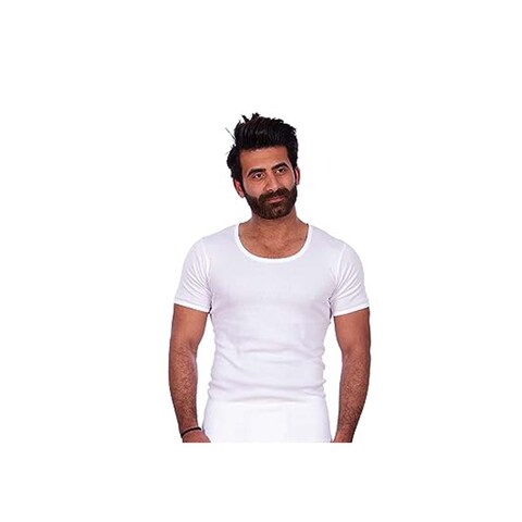 Jill M3301 Short Sleeves Undershirt for Men - Size 5 - White
