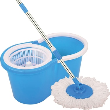 Generic Spin Bucket Mop With 2 Refills- Super Absorbent Refills For All Type Of Floors, 360 Degree Spin Bucket, 180 Degree Bendable Handle, For Perfect Cleaning (Color May Vary)
