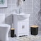 Bamboo Bathroom Accessories Set of 6 Latest Design 6 Pieces Bathroom Accessory Set Soap Dispenser Toothbrush Holder Tooth Mug Soap Dish Toilet Brush Rubbish for Bathroom Home Decor (Black)