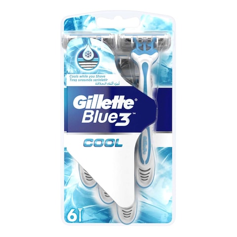 جيليت بلو 3 كول  شفرات حلاقة  ذات الإستعمال الواحد 6 قطع -أزرق-