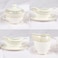 XIANGYU Dinner Set Porcelain Gold, 115pcs tea set; 10'5 flat plate- (12) , 8' soup plate- (12) 8' flat plate- (12), 7'5 flat plate- (12) 6' salad bowl- (12), 'tea pot (1set)- (2) Tea cup/Saucer(12set)