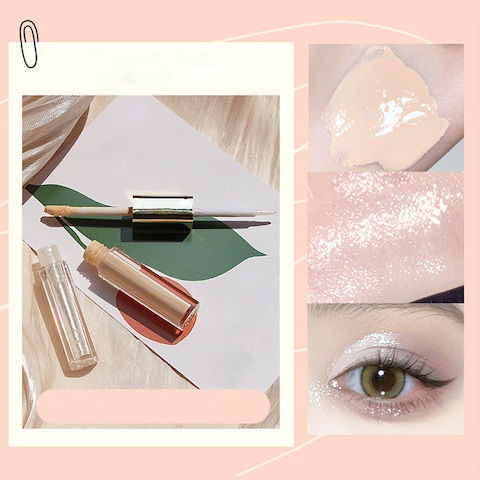Mei Lifestyle Double Head Liquid Eyeshadow and Eye Concealer - Shiny, Glitter, Pearlescent, Long-Lasting Eye Makeup, Peach