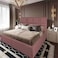 In House Berlin Linen Bed Frame - King - 200x180cm - Dark Pink