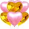 Party Time Pink and Gold Heart Foil Balloon Set - 6 Pack | 18 Inch Blush Pink and Metallic Gold Heart Balloon | Pink Gold Mylar Party Balloons for Valentines Day, Birthday, Engagement,Wedding,Bridal,B
