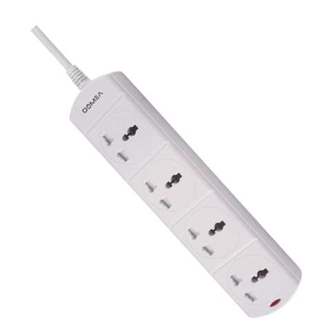 DOMEA Multi Plug Extension With 4 Universal Sockets   Plug Type Adaptor   3 Meter Cable   High Quality Copper Cable   Safety Fuse